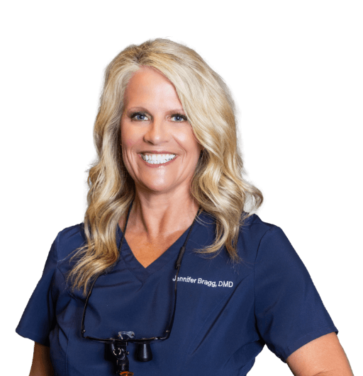 Cumming dentist Doctor Jennifer Sherwood Bragg smiling